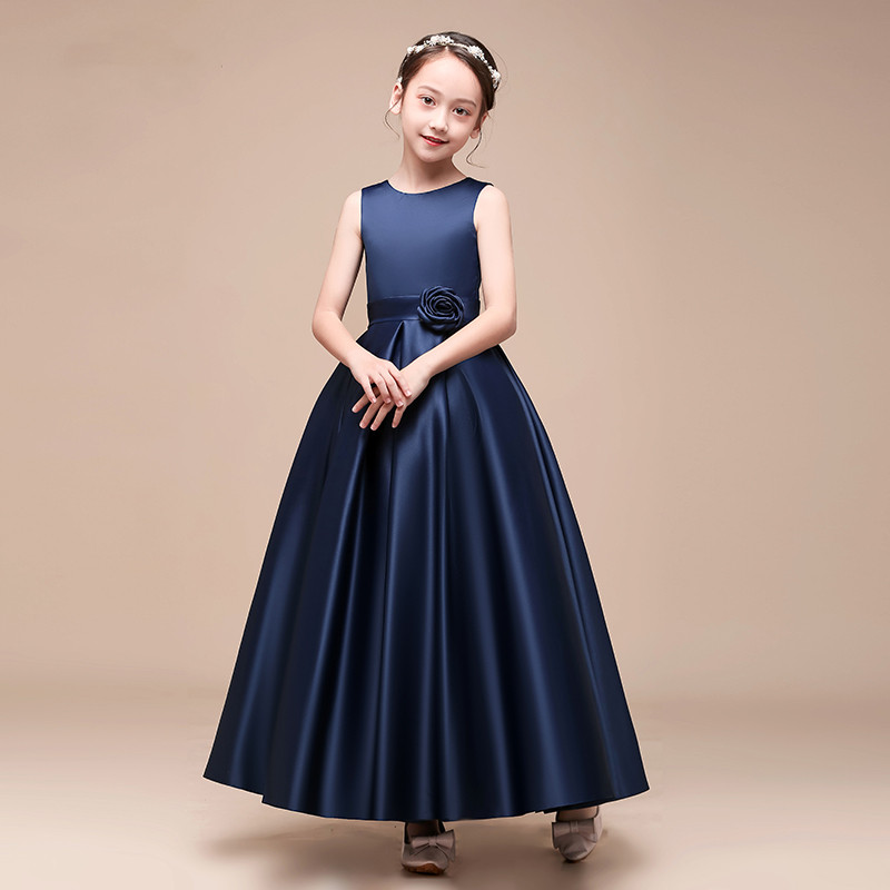 儿童公主裙礼服高端洋气黑色钢琴走秀女童毕业合唱演出服中国风红