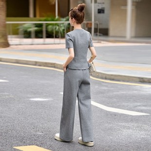 设计感气质百搭直筒裤 休闲时尚 新款 印花拼接套m装 两件 女2025夏季