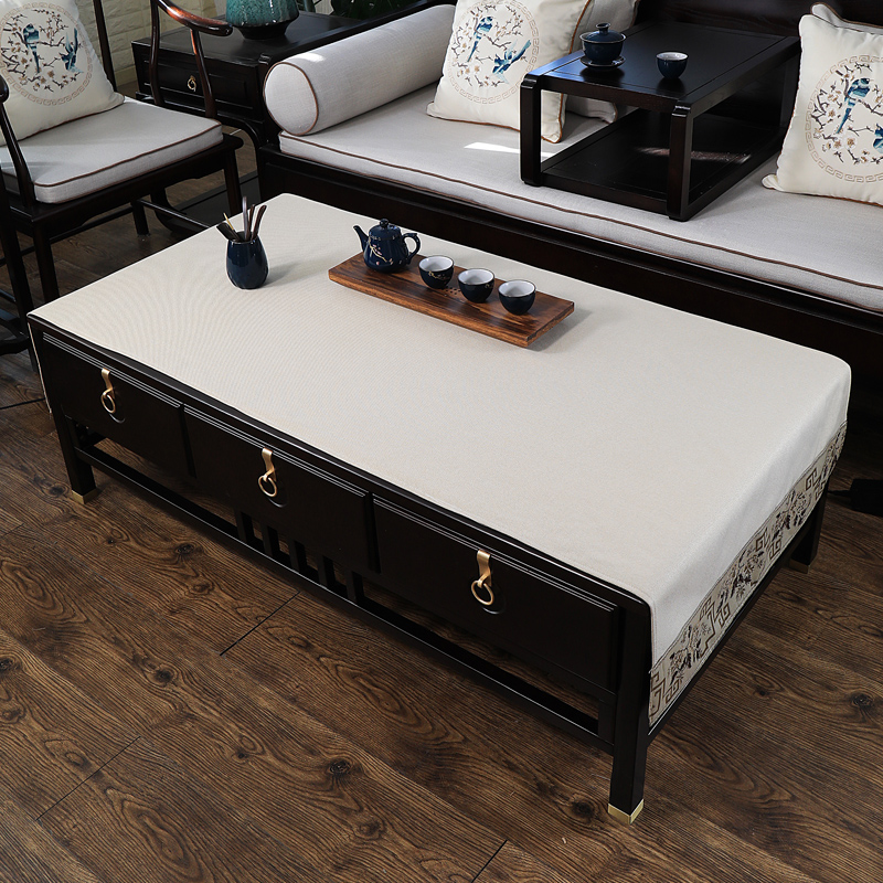 新中式茶几布桌布布艺p盖巾罩垫布客厅长方形茶几台布茶桌茶台盖