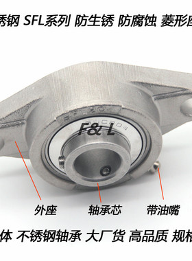 不锈钢带座外球面轴承SUCFL204205 206 207 208 209 210212防生锈