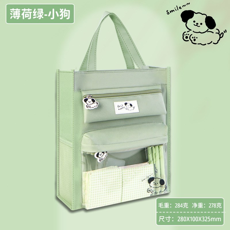 小学生补习袋笔袋帆布收纳文件袋培训机构N小学生简约帆布补习袋