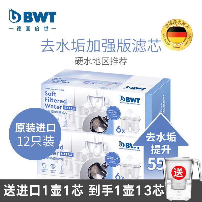 德国BWT滤芯净水壶过r滤水壶饮水机过滤器滤芯家用去水垢加强滤芯