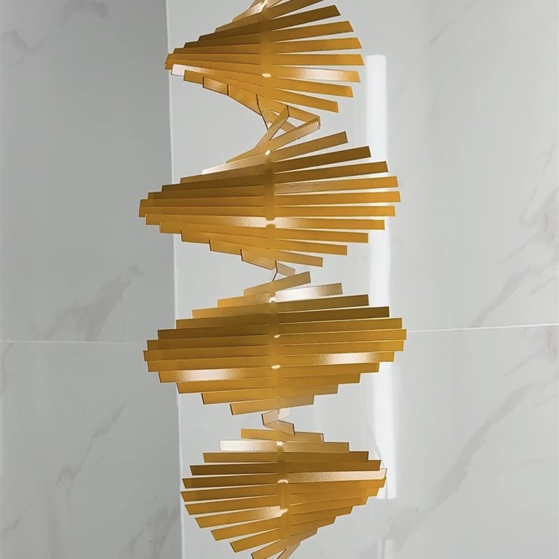 北欧3d风螺旋形旋转风铃立体挂件三d艺术和旋不锈钢X视觉挂饰风吹