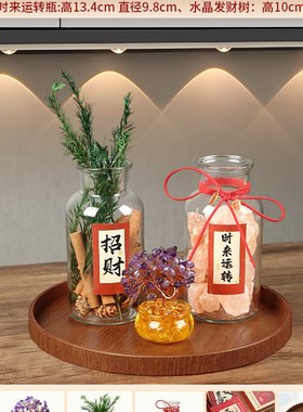 入户玄关餐边柜h招财小摆件肉桂生财粗盐净宅发财树客厅电视柜装