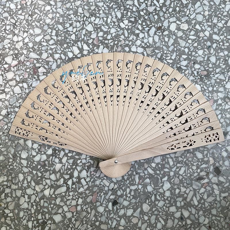 8寸香木扇子中国风礼品檀香扇镂空扇J全木扇舞蹈折扇高档折扇