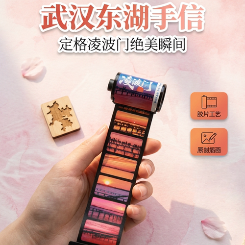 东湖手信创意地标武汉凌波门日出冰箱贴文创胶卷文化旅游纪念品