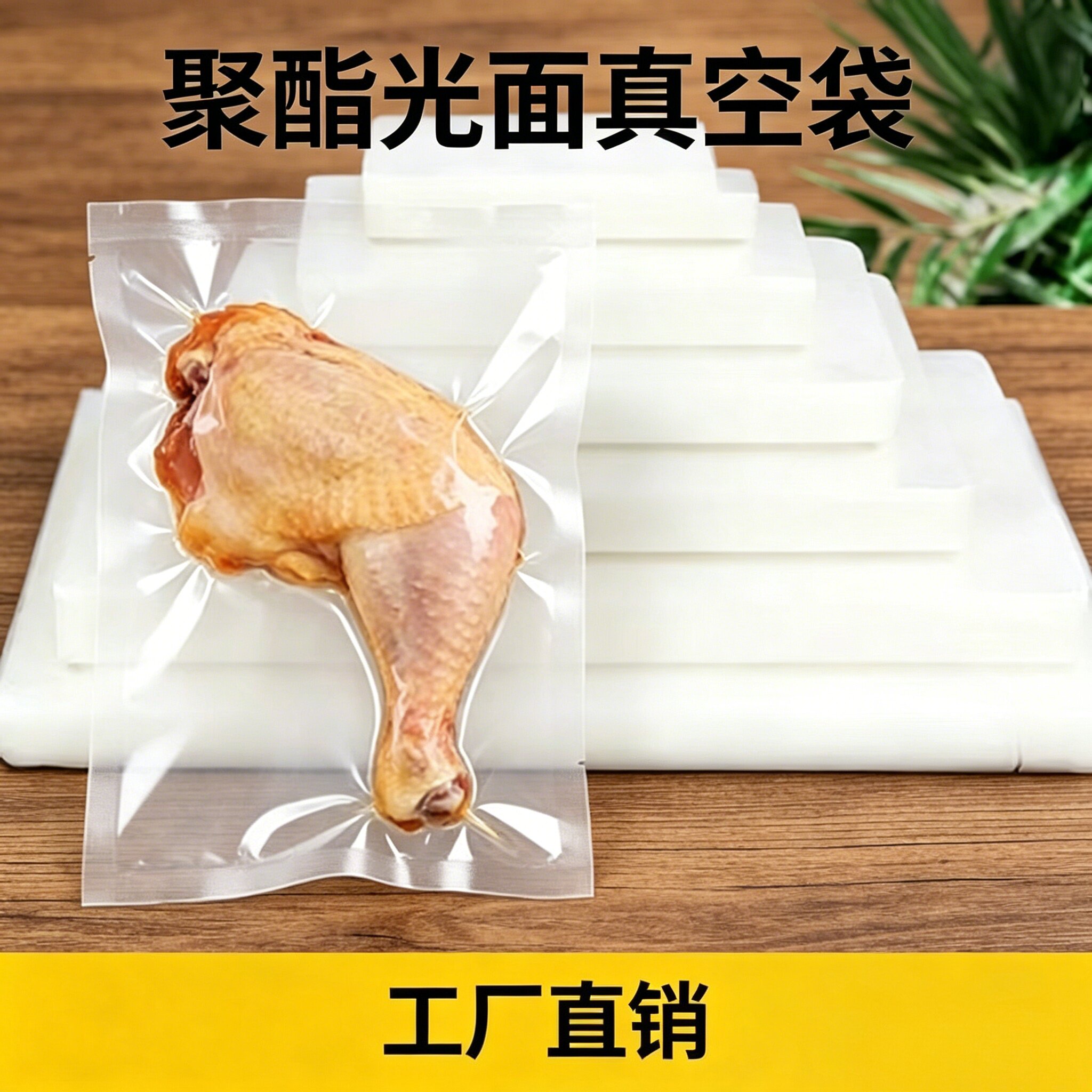 聚酯真空食品包装袋光面透明加厚肉杂粮专用抽气塑封袋商用保鲜袋