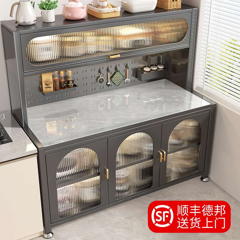 厨房多功能置物柜落地多层餐边靠墙一体锅架子家用碗橱收纳储物柜