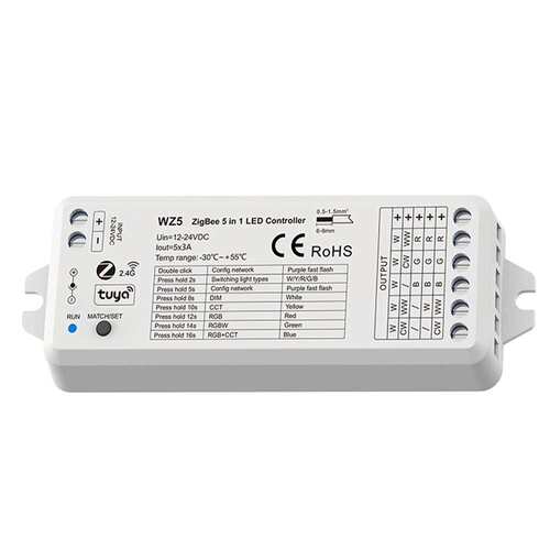 ZigBee+RF5合1恒压LED控制器RGB RGBW RGB+CCT?温单?LED灯带WZ5