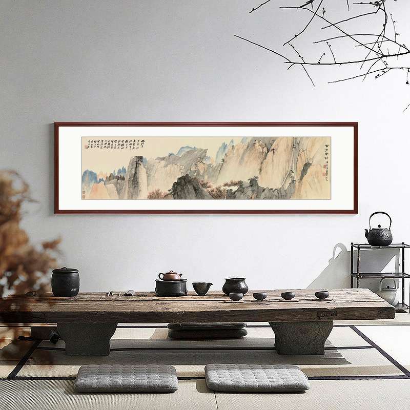 中国风山水装饰画客厅沙发背景办公室实木挂画新中式国画风水壁画