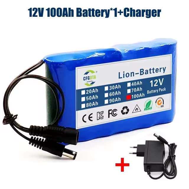 3S2P 12V 100000mah锂离子电池组可充电内置BMS LED灯电池