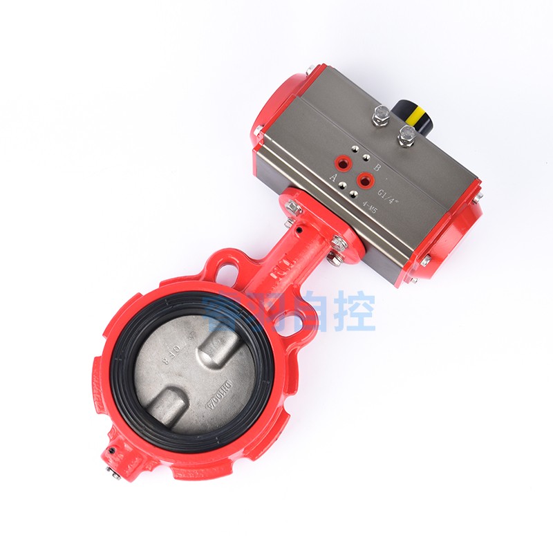 D671J16P染缸不锈钢气动高温对夹式氟胶蝶阀DN65 80 100 125 150