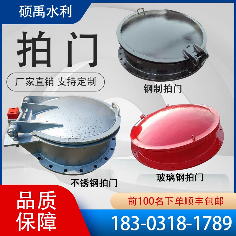 拍门防倒灌PEPP拍门塑料玻璃钢拍门浮箱拍门钢制铸铁不锈钢拍门