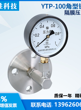 YTP-100  不锈钢法兰式隔膜压力表 水平安装 角行连接隔膜压力表