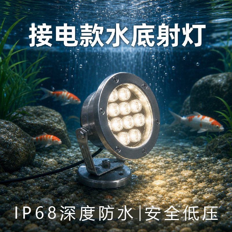 水底灯七彩射灯led防水水下灯户外潜水鱼池灯24v低压广场喷泉灯
