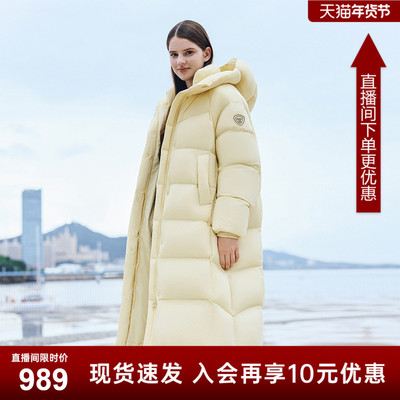 坦博尔2025冬季新款泡芙羽绒服女长款连帽蓬松舒适面包服耐脏外套