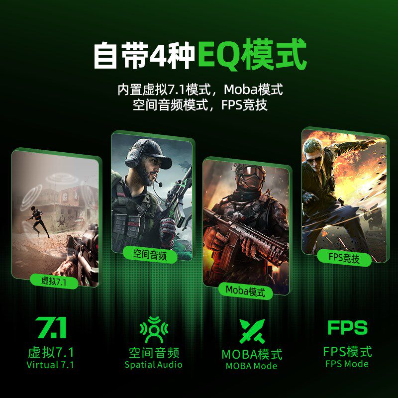 派威GS20游戏耳机外置声卡听声辩位7.1声道typec音频接口