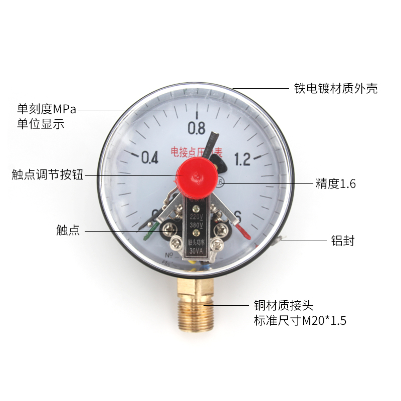 YX150YX-1001.6MPA磁助式电接点压力表真空表压力控制器