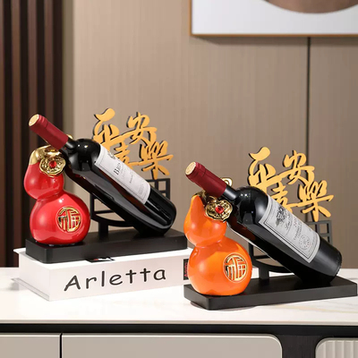 新中式葫b芦红酒架办公室摆件领导高档酒柜电视柜客厅桌面家居装