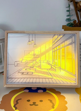 床头is灯光画j桌面素描小夜灯装饰摆件装饰画送女友礼物相框灯画