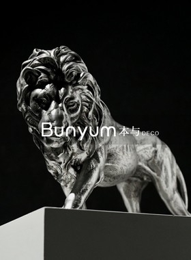 简约新中a式摆件轻奢狮子动物雕塑家居客厅玄关办公室样板间软装