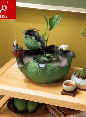 新中式景观d流水摆件办公室桌面喷泉加湿器创意禅意家居装饰