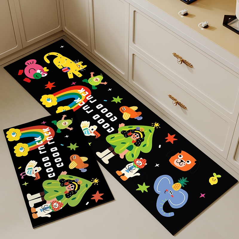 潮玩厨房地垫硅藻泥防油减u震可擦小地毯可裁剪l型防污免洗防滑垫