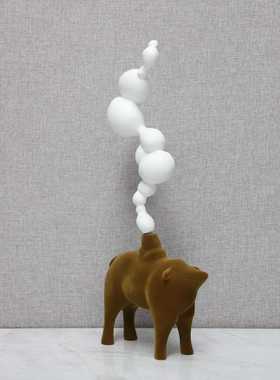 现代简约白色火山喷发创意摆件 客厅样板房玄关家居软装饰品