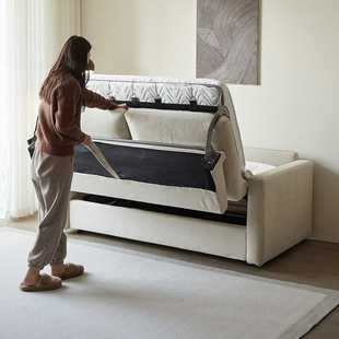 新款 云沙发cloud奶油侘寂风小户型棉麻布艺沙发床两用可折叠客厅