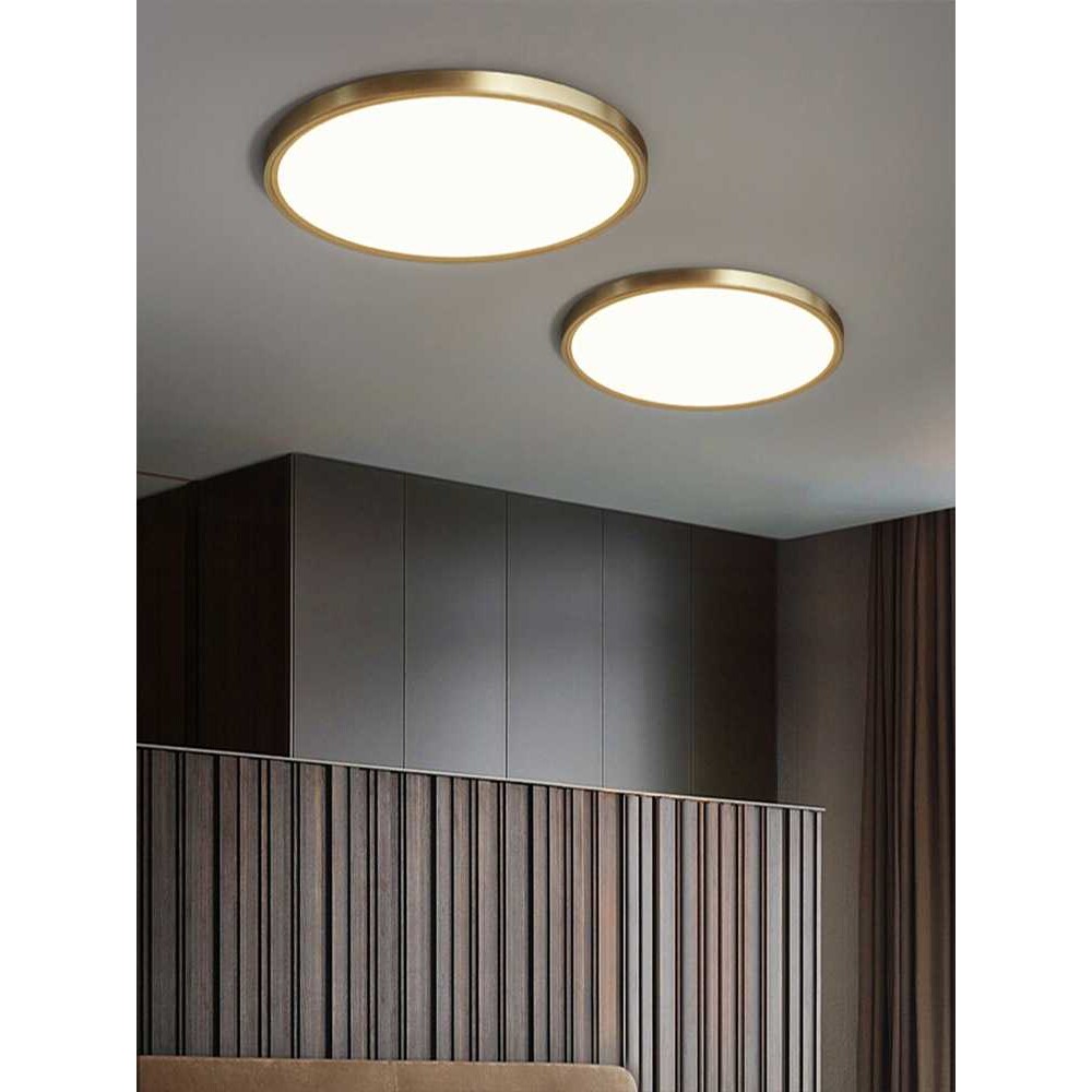 超薄led吸顶灯全铜灯具现代简约卧室灯北欧圆形过道走廊阳台灯饰