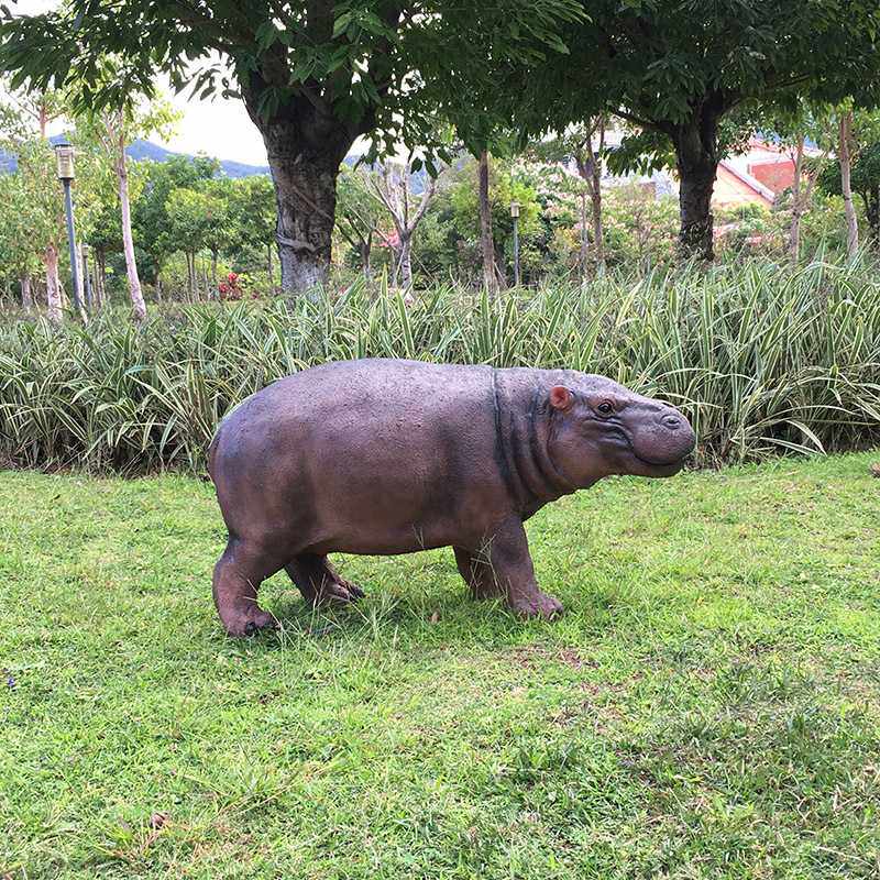 大型户外仿真动物河马玻璃钢雕塑游乐场别墅花园林场景区景观摆件