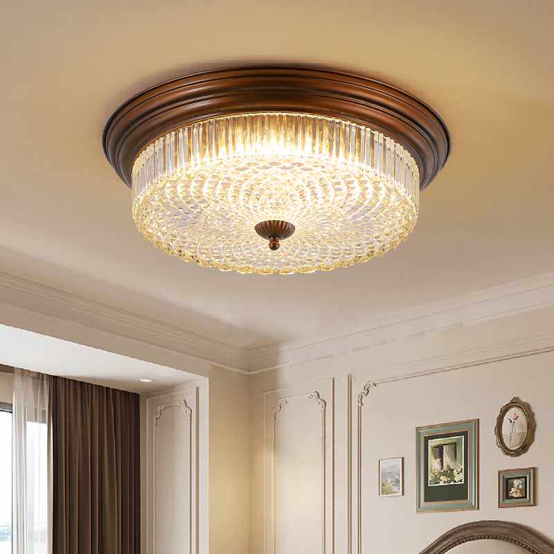 美式吸顶灯卧室灯家用复古阳台过道灯欧式大气圆形主卧书房间灯具