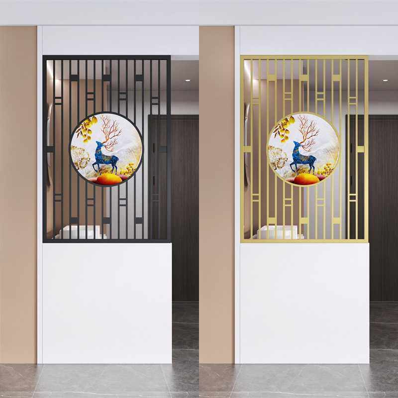 轻奢不锈钢屏风入户进门客厅现代网红简约玄关隔断柜金属铁艺隔断
