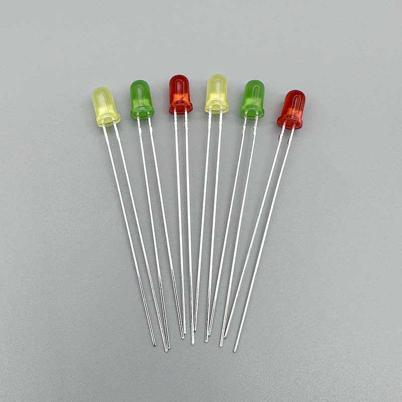 f5mm红发红加长脚黄发黄色绿发绿超长脚指示灯 led直插发光二极管