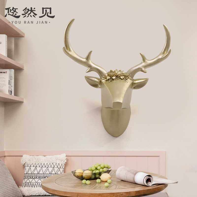 北欧风动物头鹿牛金色创意家居挂件客厅壁饰书房背景墙面装饰壁挂