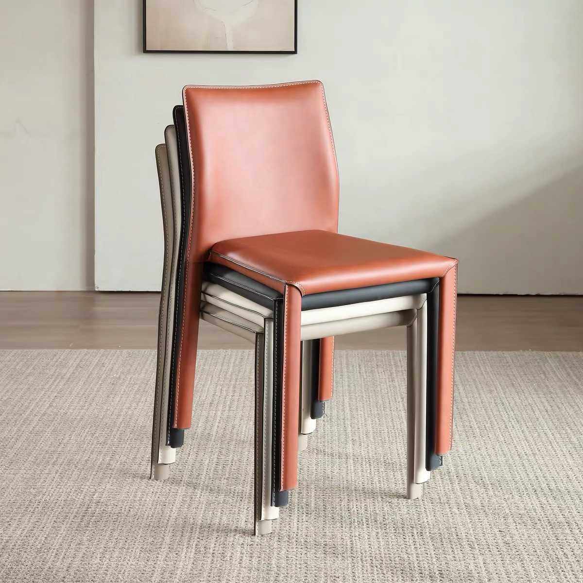 可叠加靠背凳子马鞍皮餐桌椅子意式轻奢家用餐椅餐厅酒店现代简约,电子元器件市场,其它元器件,淘宝优惠券,粉丝福利购,淘宝优惠卷