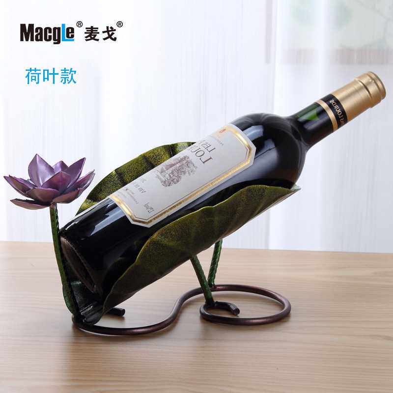 中国风酒架 荷叶状红酒架  家用装饰酒架 荷花型红酒瓶架子