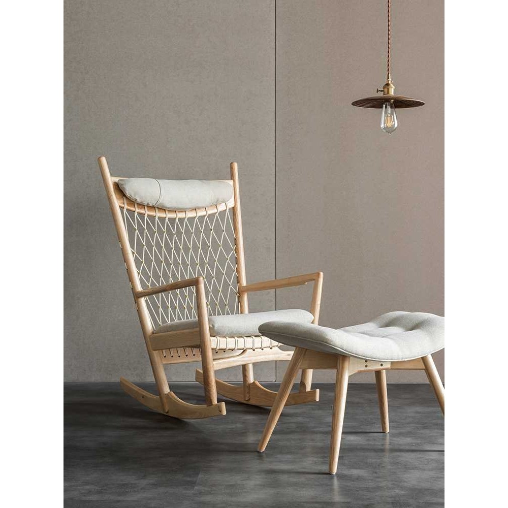 北欧实木摇椅家用客厅午睡躺椅子设计师单人沙发椅网红布艺懒人椅