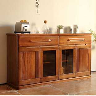 全实木餐边柜金丝黄檀木新中式现代简约配餐台餐厅柜茶水柜储物柜