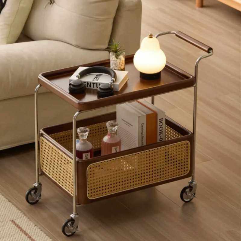 侘寂风复古收纳小推车北欧实木边几客厅沙发藤编置物柜可移动边柜,畜牧/养殖物资,畜牧/养殖器械,淘宝优惠券,粉丝福利购,淘宝优惠卷