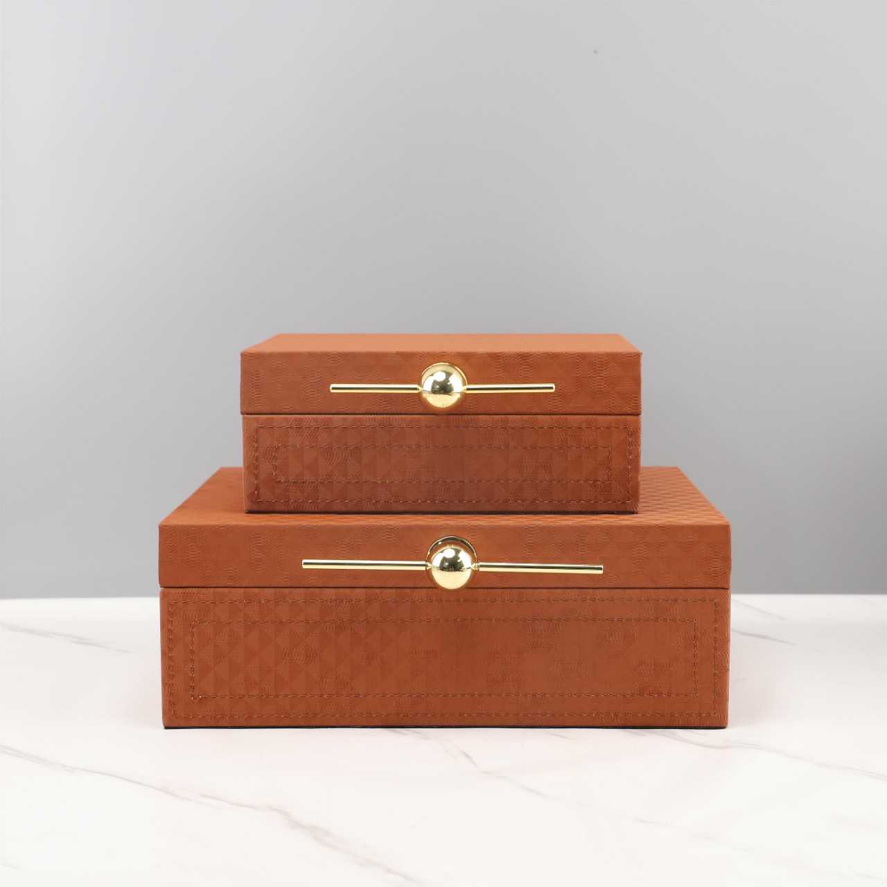 新中式高档皮革首饰收纳盒装饰摆件客厅卧室梳妆台软装家居装饰品