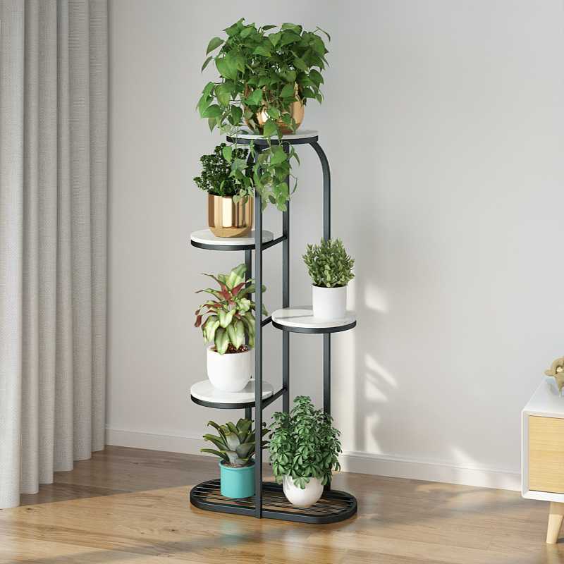 现代简约花盆绿萝挂架小空间多层阳台铁艺置物花架室内落地式客厅