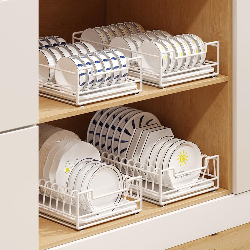 免安装厨房碗架抽拉式碗碟沥水架橱柜内抽屉碗盘餐具收纳架置物架