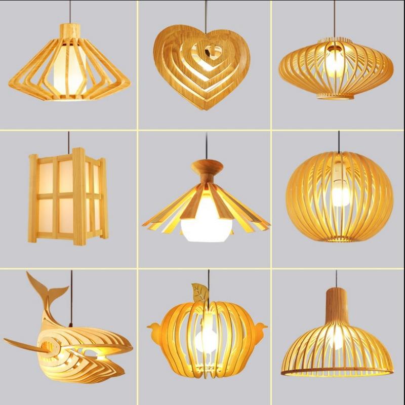 日式木艺吊灯禅意茶室灯具新中式餐厅灯床头灯卧室客厅鸟笼民宿灯