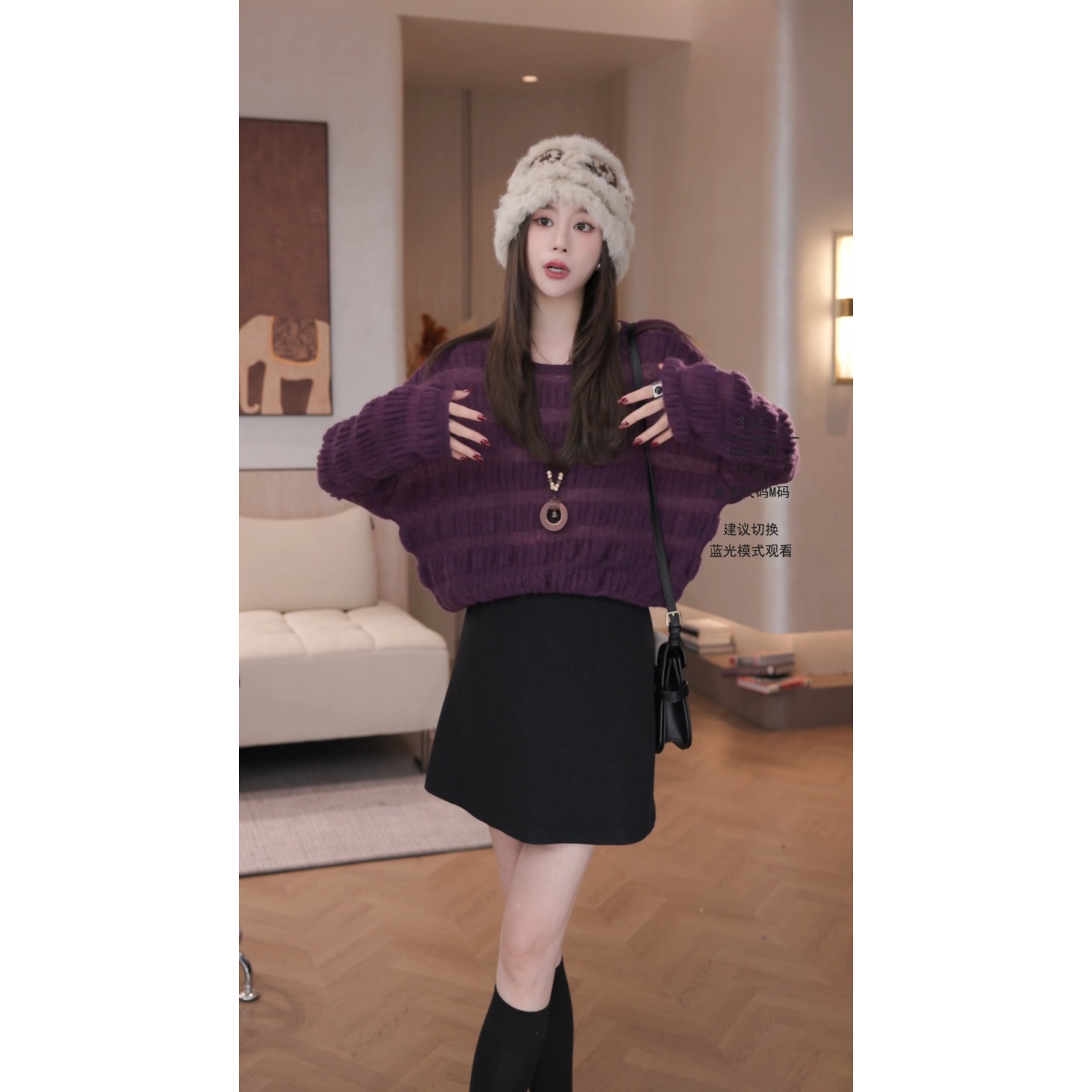 艾文文高腰裙加厚拉链A字短裙