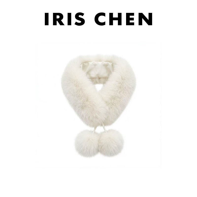 艾文文IRIS狐狸毛围脖 2025冬款“时髦浪漫”保暖毛球围脖25WJ111