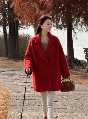 艾文文IRIS北极区 2026冬“100羊毛拉绒910g”加厚毛呢大衣26WT11