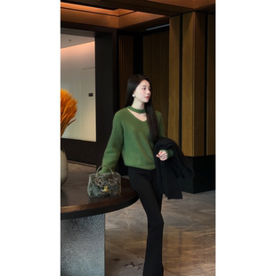 艾文文IRIS 天鹅颈 2026冬季打底内搭气质显瘦女士上衣镂空针织衫