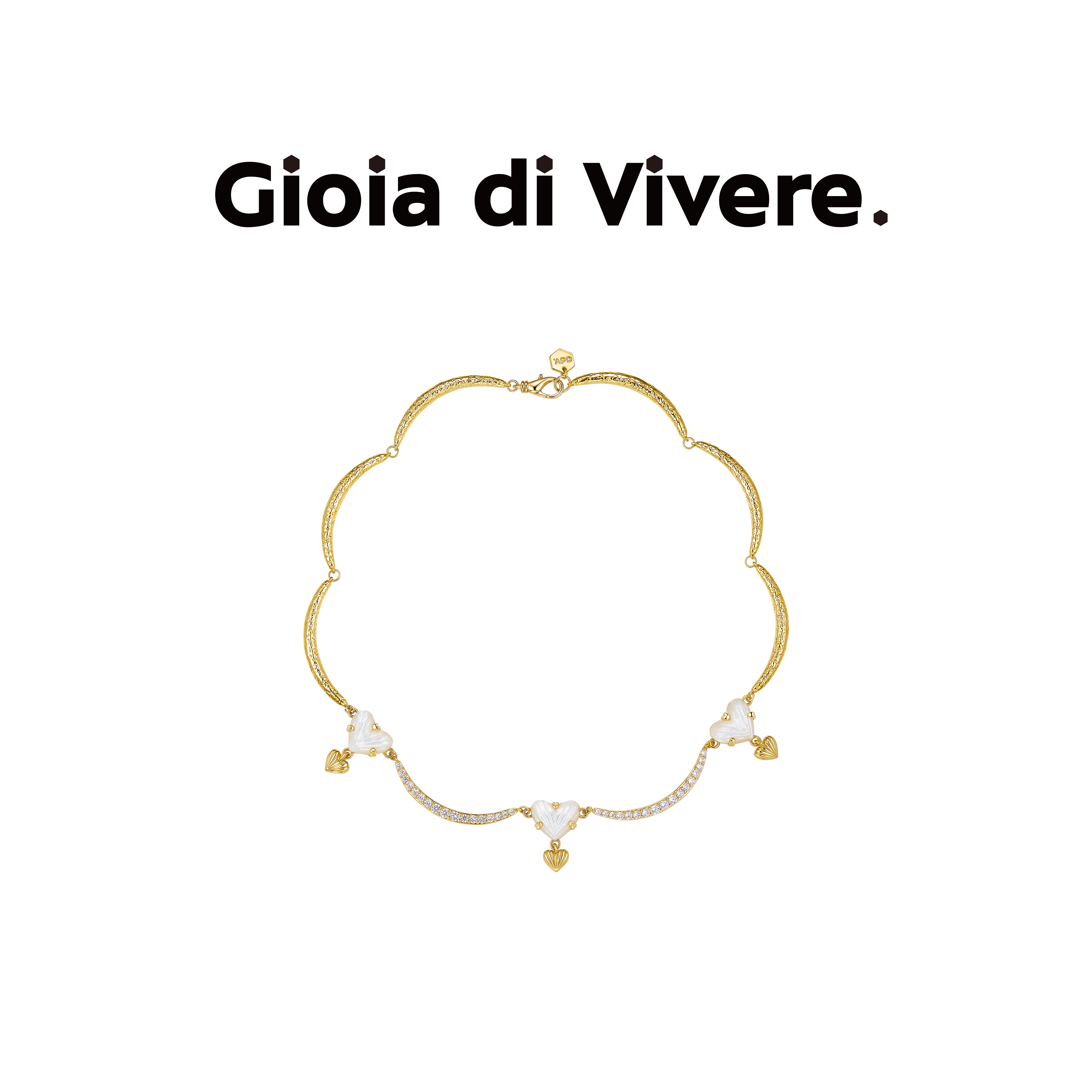 GdV爱心系列贝母爱心水晶项链轻奢简约设计锁骨链七夕送女友礼物