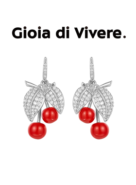 【孟子义同款】GdV水果系列水晶珐琅耳钉车厘子樱桃小众耳饰礼物